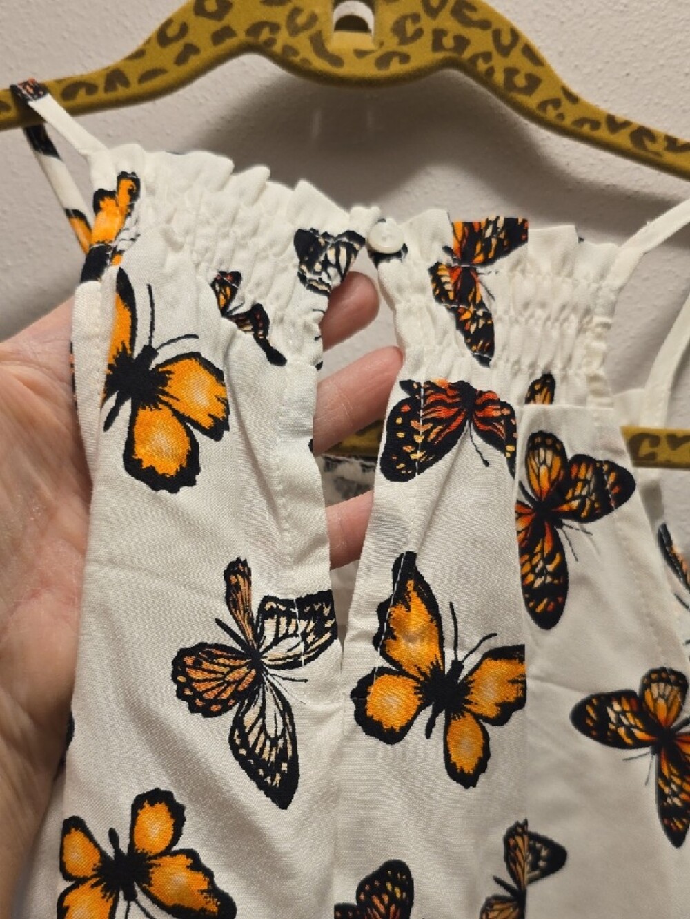 No Boundaries White Halter Top with Orange and Black Butterfly Print - Picture 6 of 10